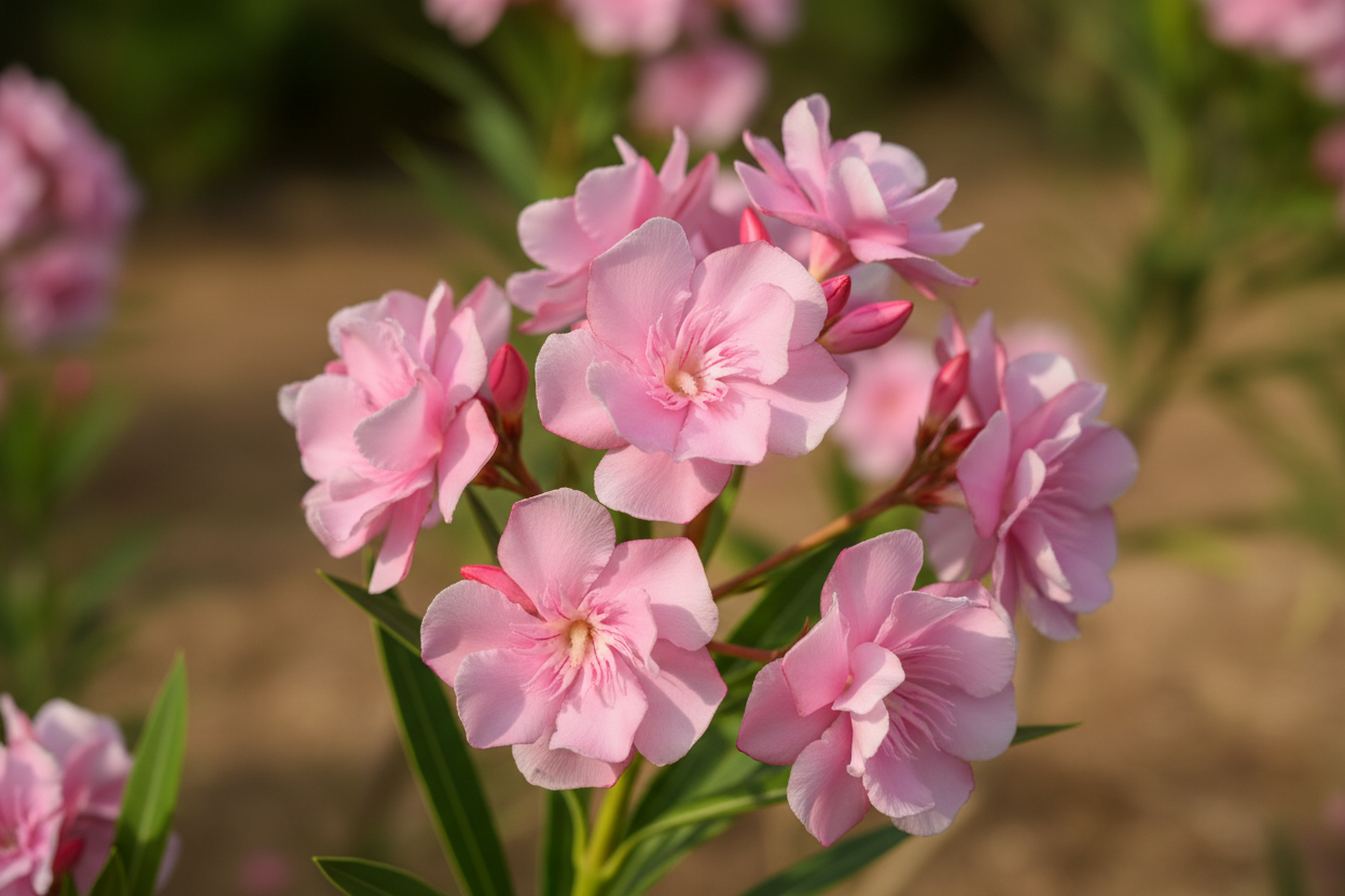 Oleander rosa Blüten Sommer Kübelpflanze mediterran Malsch Durmersheim Baumschule